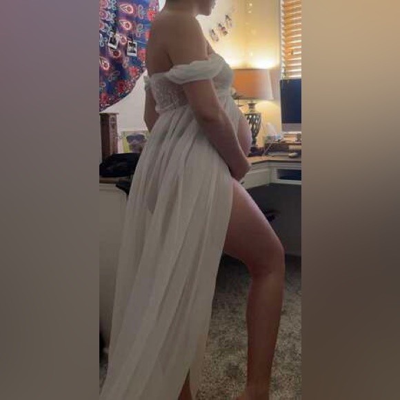 Maternity Off-Shoulder Floor-Length Dress - Picture 3 of 12